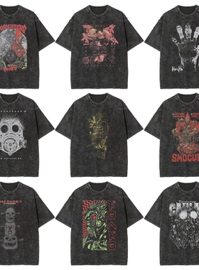 异兽魔都动漫短袖T恤纯棉印花宽松复古长袖百搭男打底衫t-shirt潮