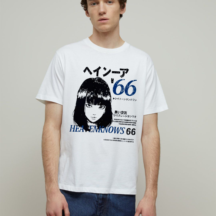 涩谷女孩手绘漫画短袖男女同款