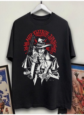Hellsing short sleeves皇家国教骑士团水洗做旧印花全棉短袖T恤