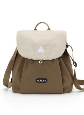 ACROSS双肩包女超轻便单肩斜挎包翻盖iPad包包学生旅行三用小背包