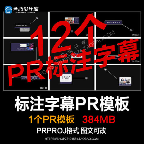 PR字幕模板商务企业科技感动态标注指示介绍文字呼出效果视频素材