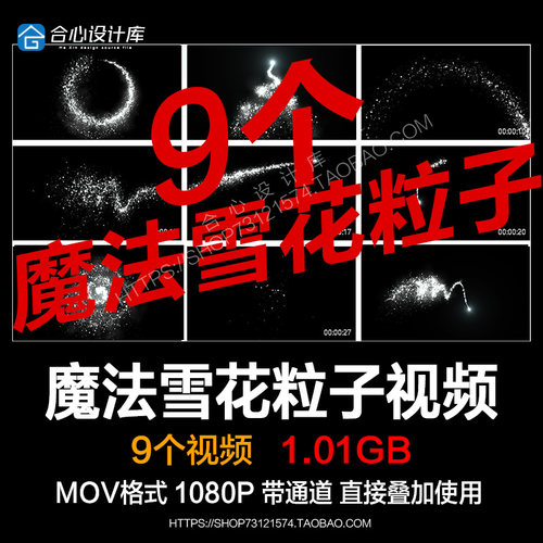 pr视频素材魔法雪花粒子光效mov动画alpha透明通道ae后期剪辑合成