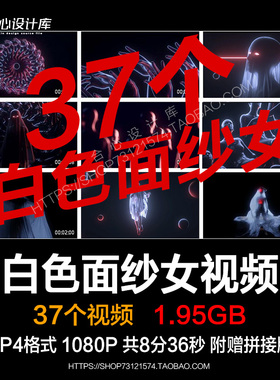 18个夜店白色面纱女LED大屏幕背景舞台人物形态频闪VJ视频素材