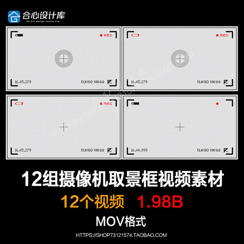 Vlog素材：12组摄像机取景框边框遮罩带透明通道视频素材Pr Fcpx