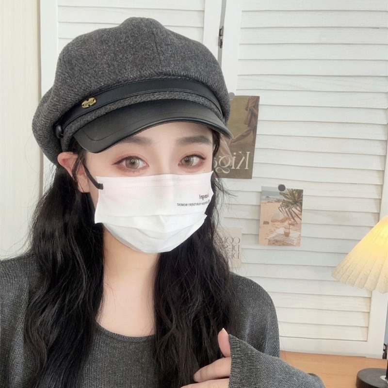 帽子女2025新款时尚潮流纯色气质显脸小八角帽冬可爱百搭贝雷帽