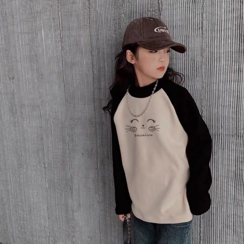 女童德绒打底衫长袖2024德绒保暖中大童洋气儿童冬装半高领打底