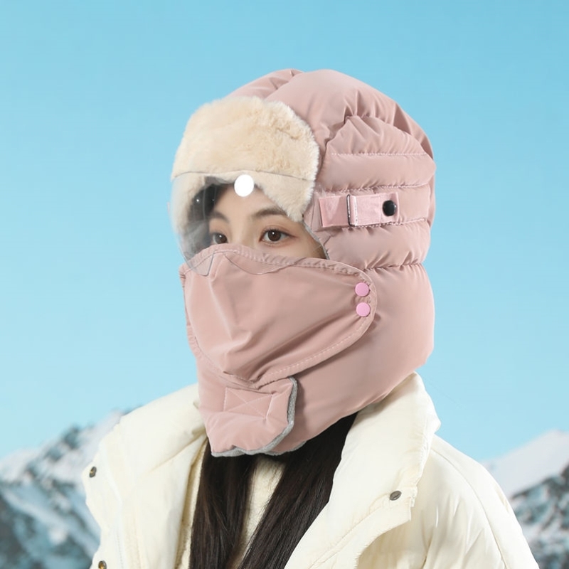 帽子女士冬加厚防风面罩骑行防寒装备加绒厚头套保暖雷锋帽男东北