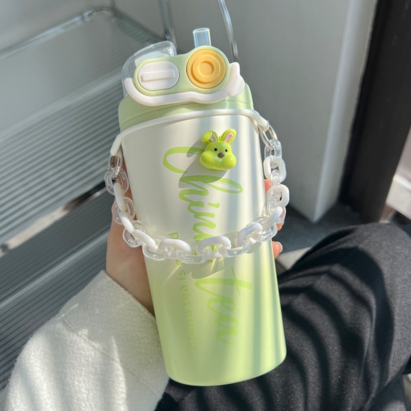 水杯保温杯女生高颜值新款学生吸管茶杯茶水分离杯子渐变色咖啡杯