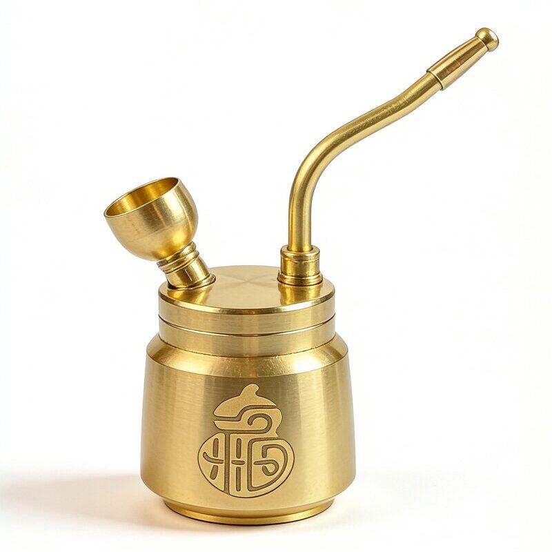 文文铜器精品水烟壶可清洗可拆卸水过滤烟嘴粗中细通用款福字雕刻