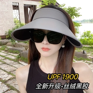 晶彤优品2025全新升级丝绒哑光黑胶夏户外大檐空顶帽遮阳帽显脸小
