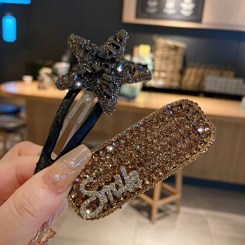 星星值得美美期待~ 超闪满水钻发夹精致碎发刘海夹发卡头饰女