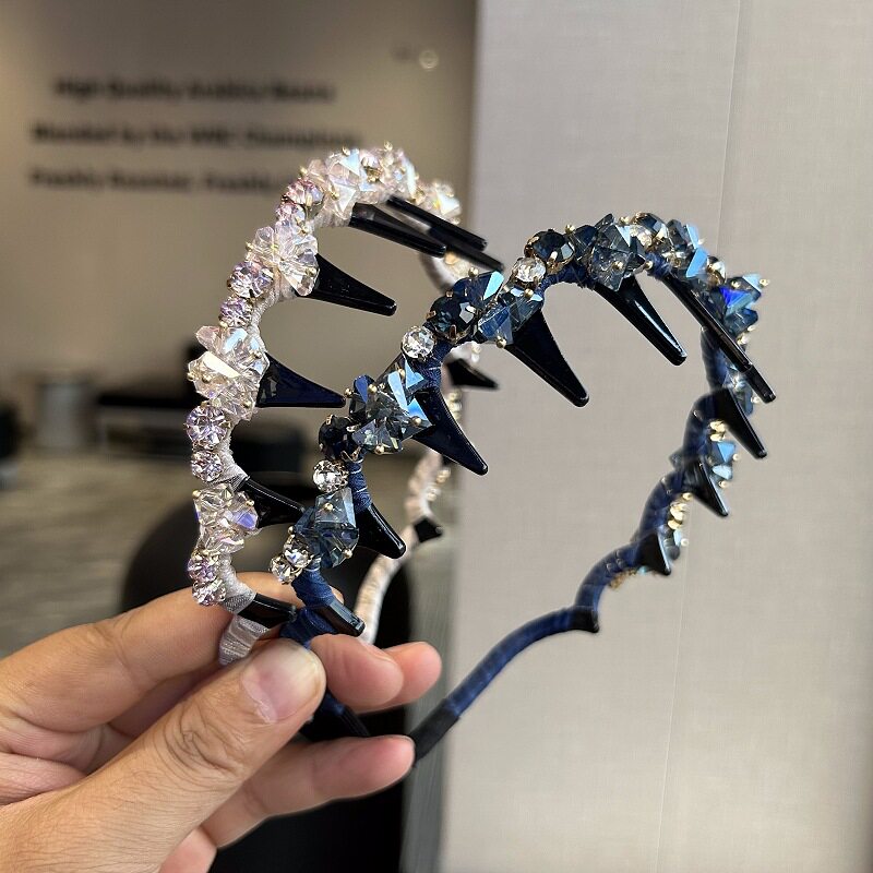 韩系轻奢水晶发箍感发梳带齿碎发头箍百搭洗脸发卡头饰女发饰