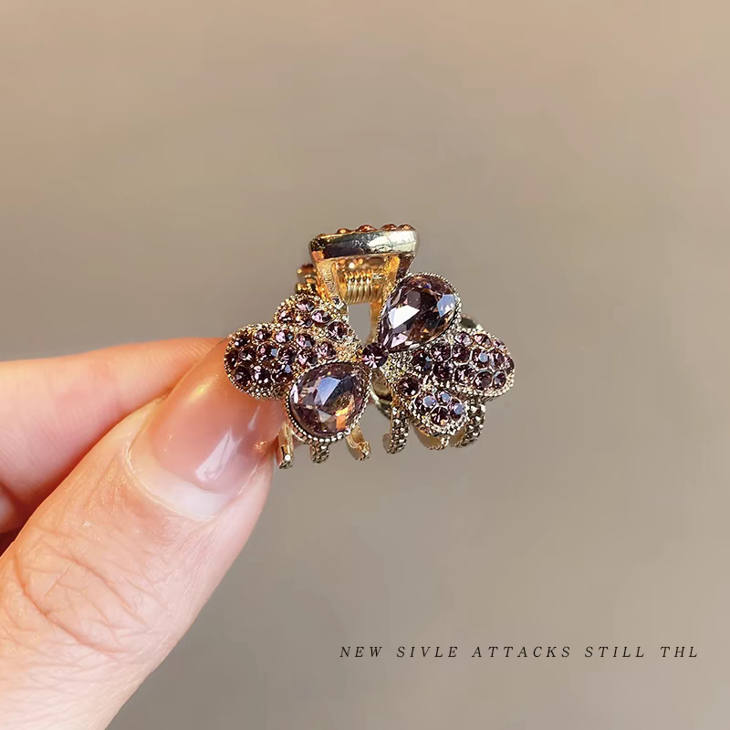 韩国蝴蝶结刘海夹子小发夹边夹小号抓夹侧边发卡头饰香槟色头饰