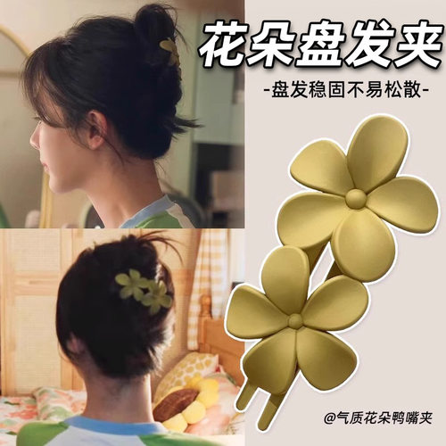 跨境亚马逊感哑光磨砂鸭夹花后脑勺发量多盘发速卖通发饰