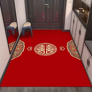 结婚水晶绒地垫红色喜庆吸水防滑脚垫家用入户门地垫 2024年新中式