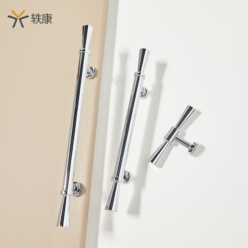 法式电镀银色衣柜门黄铜拉手