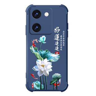 适用vivoy100手机壳新款vivoy100i保护套四角气囊防摔全包液态硅胶高档男女潮牌个性超薄时尚外壳好运连连