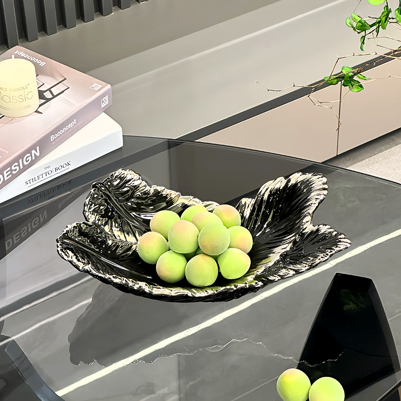 创意羽毛水果盘客厅家用茶几高档轻奢收纳糖果盘子前台零食摆放盘