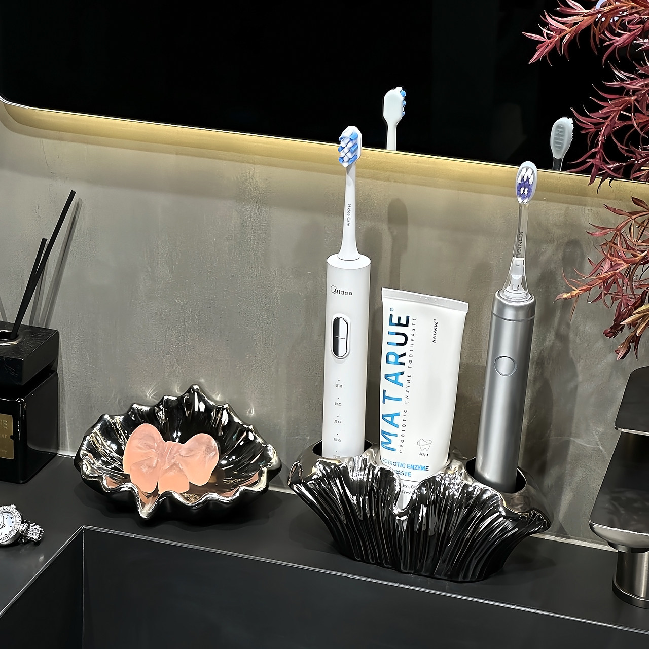 高级奢华贝壳电动牙刷收纳置物架
