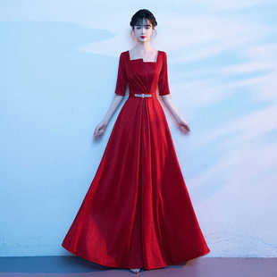 合唱团演出服女长裙红歌诗歌朗诵表演服装大合唱指挥主持礼服新款