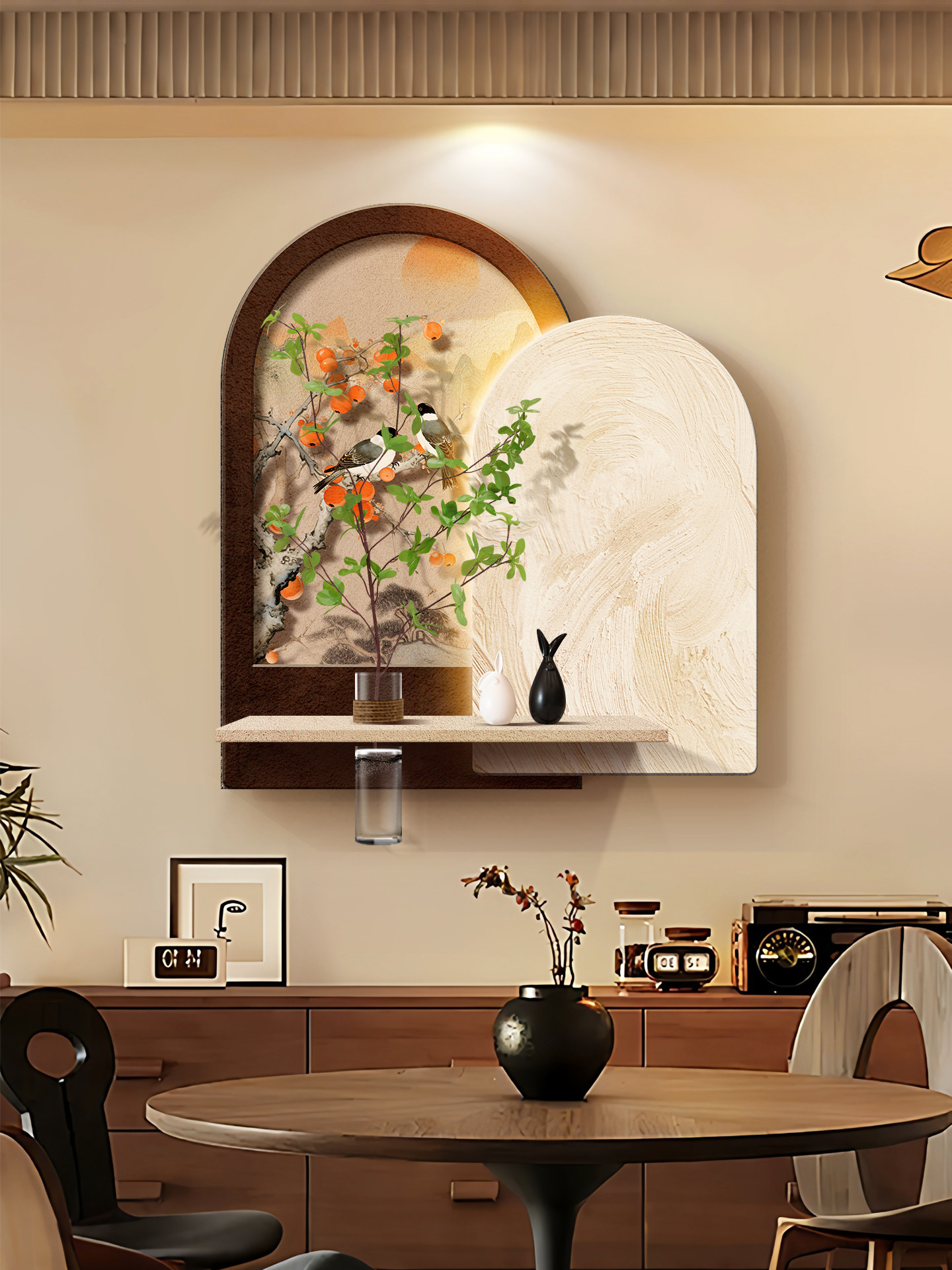 花鸟水培绿植餐厅装饰画新中式高级感饭厅挂画客厅餐桌墙面壁画,家居饰品,现代装饰画,淘宝优惠券,粉丝福利购,淘宝优惠卷