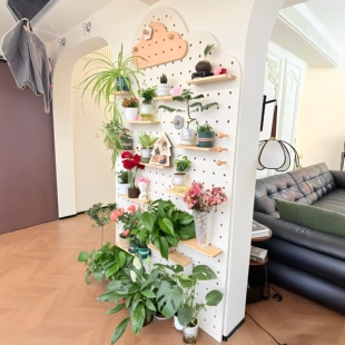 洞洞板定制客厅阳台绿植置物架实木挂板背景墙上隔板收纳层架展示