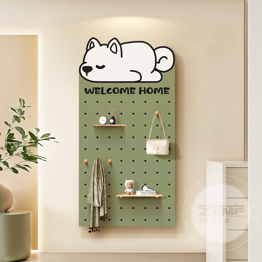 创意造型洞洞板玄关墙面置物架背景墙挂板入户收纳层架墙壁展示架