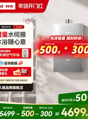 [新品水伺服]林内留白燃气热水器GC63家用天然气恒温16/20/24升