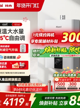 [鲸吨吨水伺服]林内燃气热水器小蛮腰Max0.5微控恒温20/24升GC62