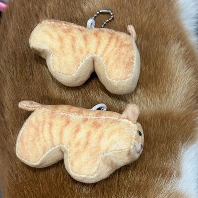 圆头猫爹发声哈气语音卡通钥匙链包包挂饰