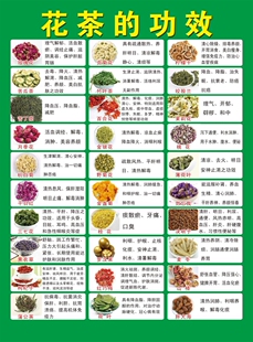 各类花茶的功效简介作用花茶搭配贴纸海报自粘图片宣传画茶叶装饰