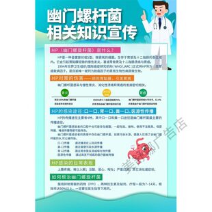 幽门螺杆菌医疗科普海报社区医院卫生室幽门螺杆菌科普宣传墙贴