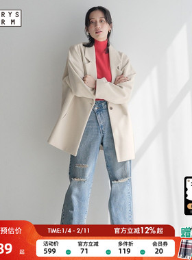 LOWRYS FARM外套女冬季新款时尚流行气质宽松毛呢大衣116453