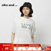 and ...T恤女夏季 新款 niko 时尚 字母印花简约通勤上衣970672