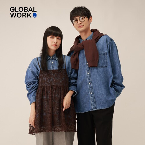 GLOBAL WORK 牛仔衬衫男女同款2026秋季新款棉质宽松上衣1055048