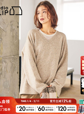 studio CLIP 毛衣女2025冬季新宽松慵懒V领针织衫601076