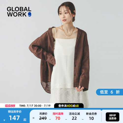 GLOBAL WORK 吊带女2026夏季新款蕾丝拼接无袖吊带衬衣671839