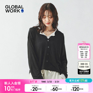 女2026春季 针织衫 新款 纯色V领短款 636776 GLOBAL 开衫 WORK