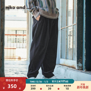 and 休闲廓形复古风灯芯绒长裤 ...裤 新款 451719 子男2025冬季 niko