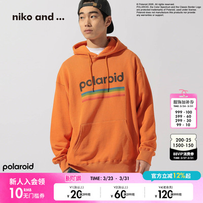 niko and ...Polaroid合作款卫衣男2026春季新款连帽卫衣643771