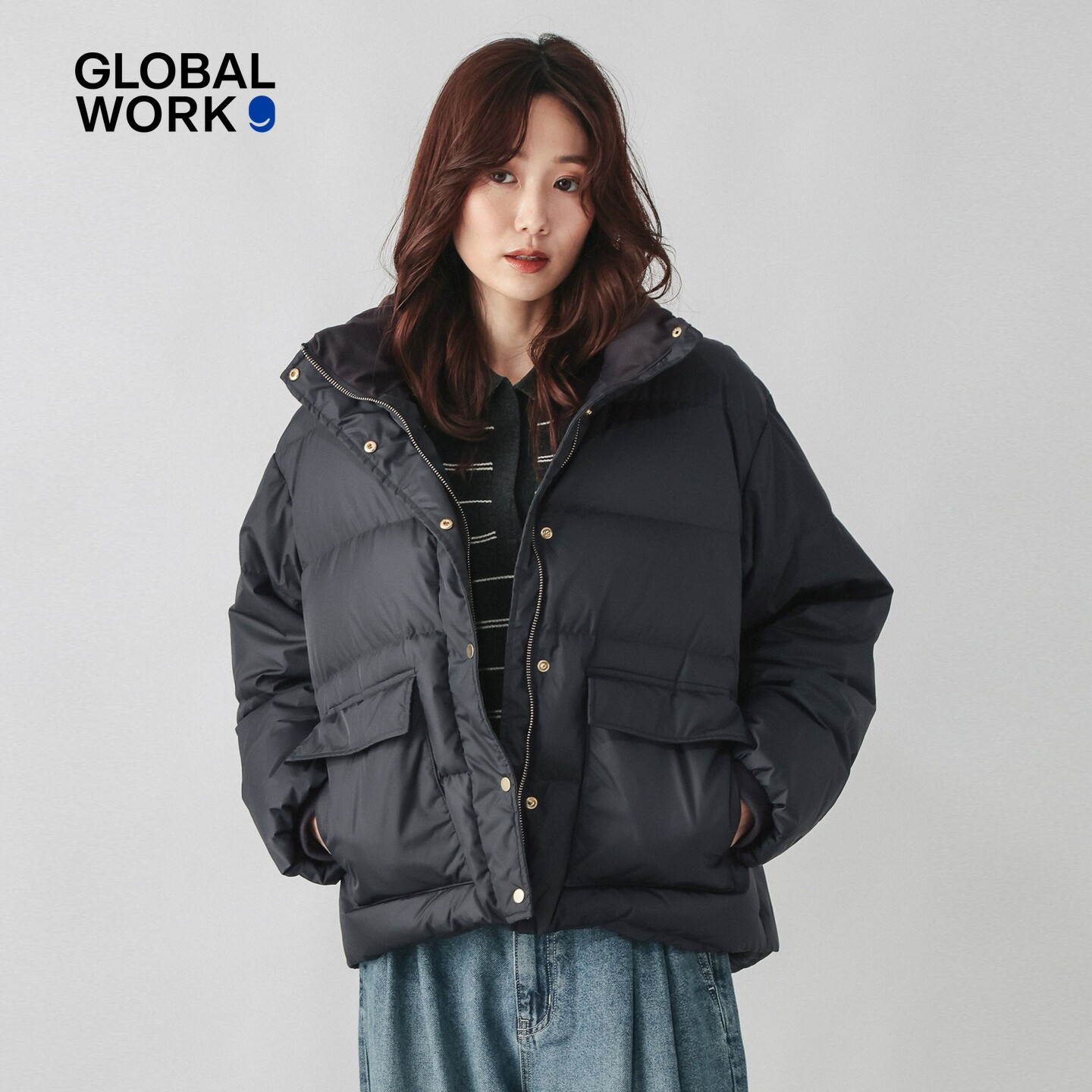 GLOBAL WORK羽绒服女2026冬季新款工装大口袋通勤鹅绒外套1052784