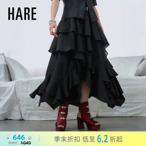 HARE半身裙女2026夏季新款不规则半裙带衬裤层次感裙子658177