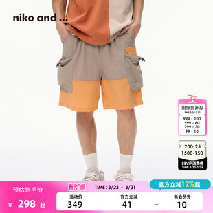 裤 子男2025夏季 新款 niko 风撞色拼接休闲短裤 ... 工装 492045 and