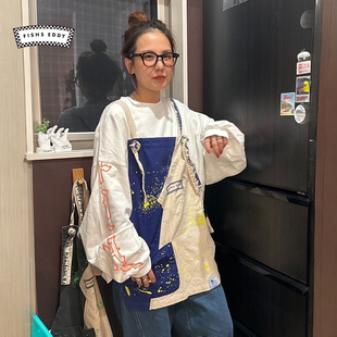 FISHS 创意拼色简约家用厨房围裙151032 EDDY围裙女2025新款