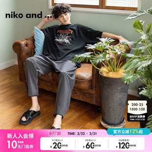 and 纯色简约日系直筒裤 ...休闲裤 新款 116087 男夏季 niko