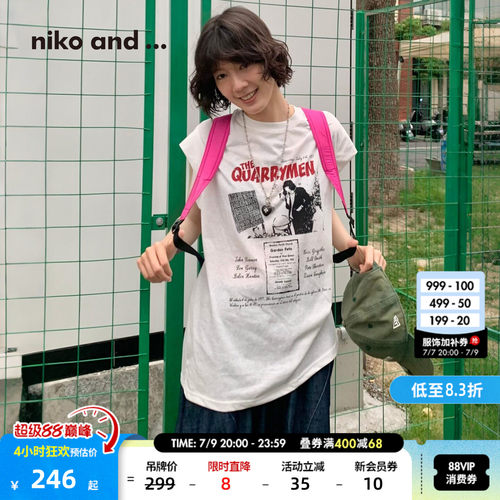 复古乐队盖袖T恤  美式做旧宽松休闲