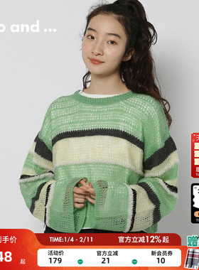 niko and ...毛衣女装2026春季条纹镂空宽松上衣141085