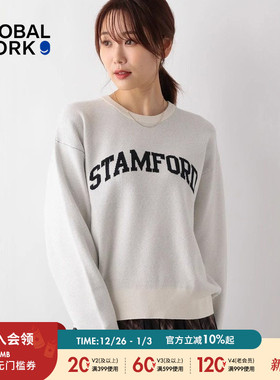 GLOBAL WORK 毛针织衫女2025年冬季字母印花日系毛衣115959