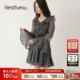 法式 Heatherich连衣裙女2026春季 新款 温柔花边收腰V领短裙590755