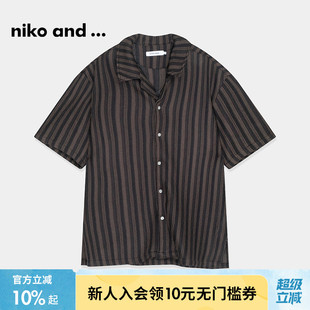 and 男2025夏季 niko ...Polo衫 条纹系扣日系上衣286651 新款 时尚